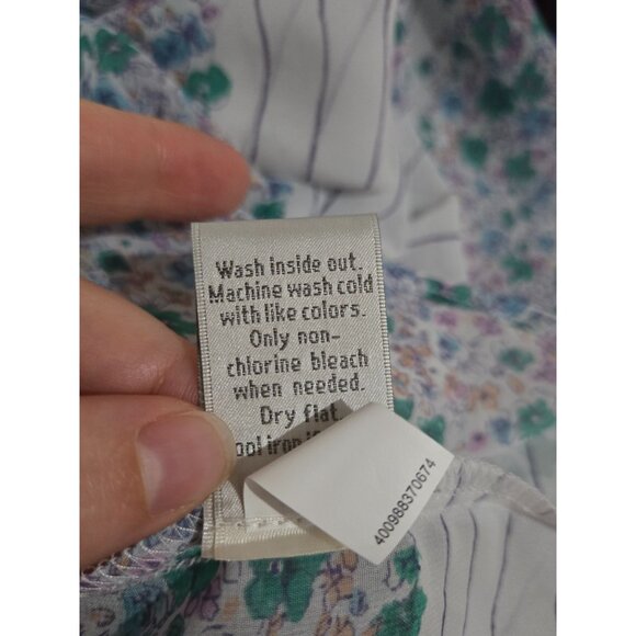 LC Lauren Conrad Womens Floral Peasant Top Large Sheer Boho Cottage Fairy NWT - Picture 10 of 11